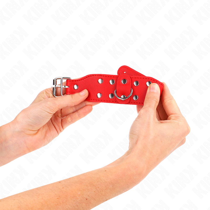 KINK - MUÑEQUERAS CON DOBLE LÍNEA DE TACHUELAS AJUSTABLE ROJO - Imagen 3