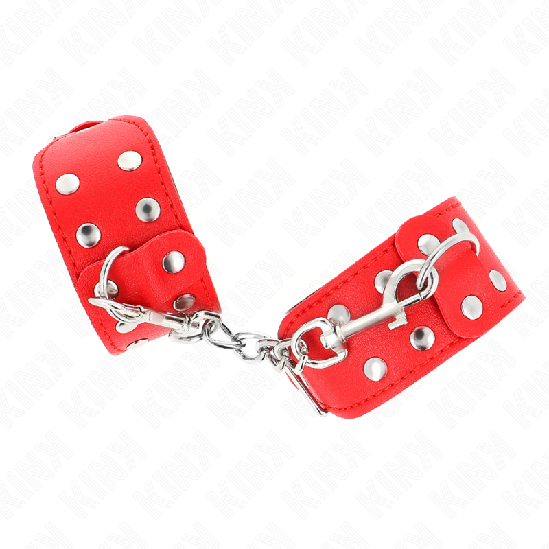 KINK - MUÑEQUERAS CON DOBLE LÍNEA DE TACHUELAS AJUSTABLE ROJO - Imagen 4