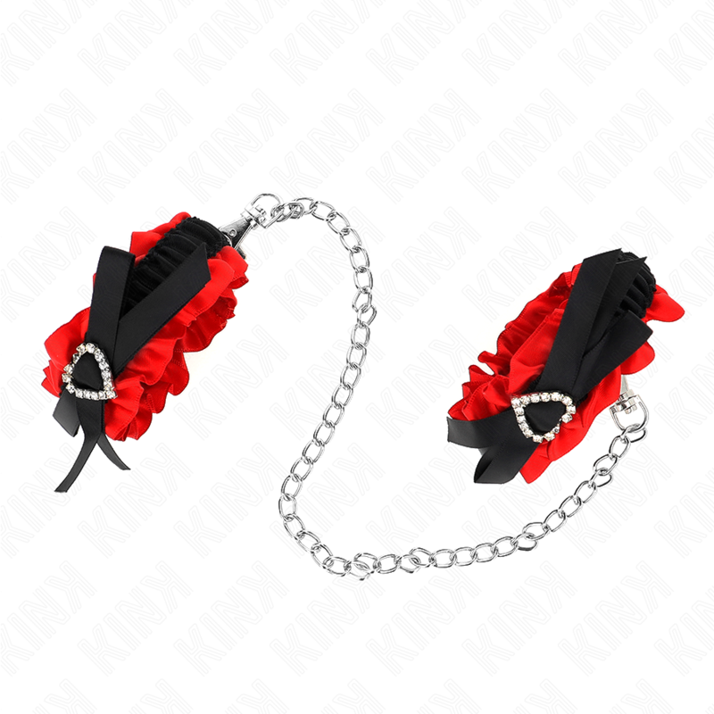 KINK - MUÑEQUERAS ELÁSTICAS DE ENCAJE CON DETALLE CORAZÓN ROJO AJUSTABLE 22-35 CM - Imagen 4