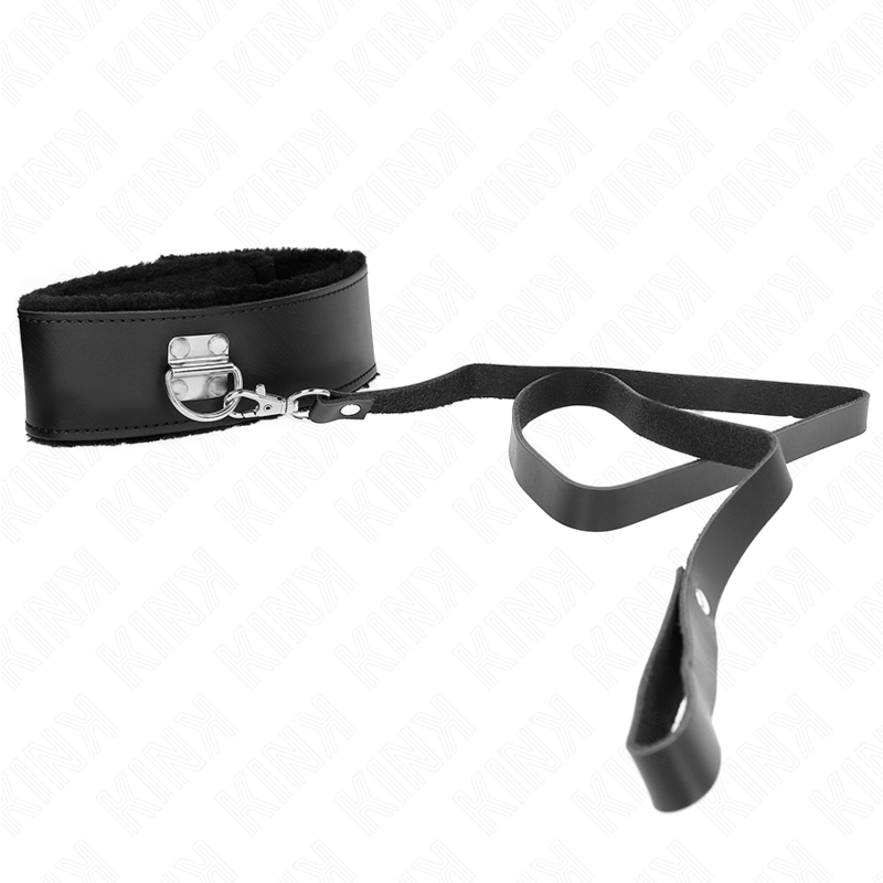KINK - COLLAR CON CORREA 116 CM DE PIEL NEGRO AJUSTABLE 40-48 CM X 6 CM - Imagen 3