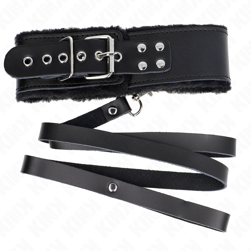 KINK - COLLAR CON CORREA 116 CM DE PIEL NEGRO AJUSTABLE 40-48 CM X 6 CM - Imagen 4