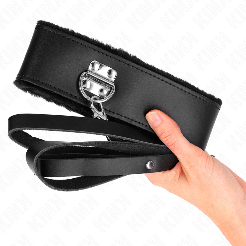 KINK - COLLAR CON CORREA 116 CM DE PIEL NEGRO AJUSTABLE 40-48 CM X 6 CM - Imagen 5