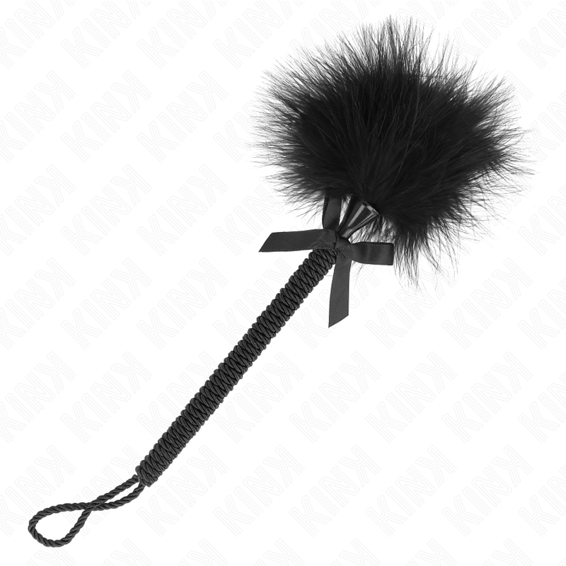 KINK - MASAJEADOR DE CUERDA DE NAILON CON PLUMAS PARA COSQUILLAS Y LAZO NEGRO 25 CM - Imagen 2