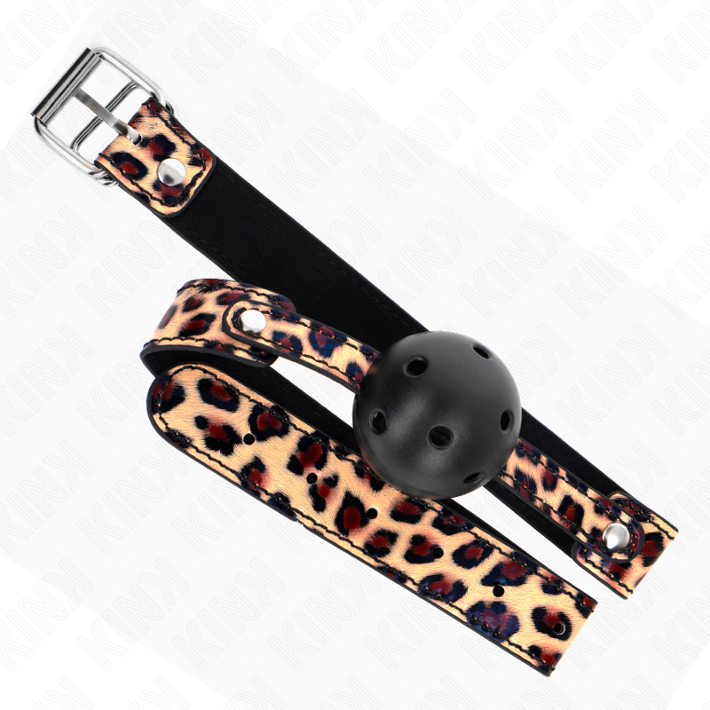 KINK - MORDAZA DE BOLA 4.5 CM TRANSPIRABLE LEOPARDO 65 x 2.5 CM - Imagen 3