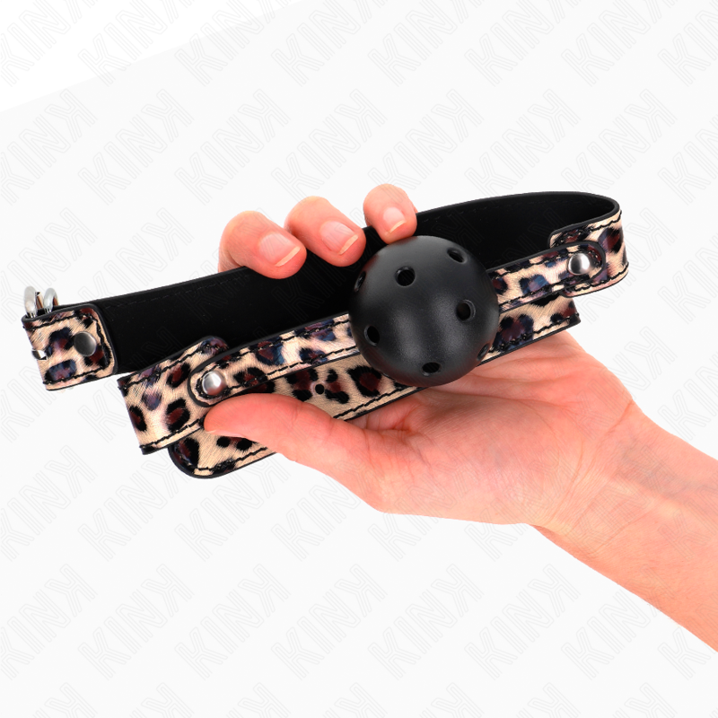 KINK - MORDAZA DE BOLA 4.5 CM TRANSPIRABLE LEOPARDO 65 x 2.5 CM - Imagen 5