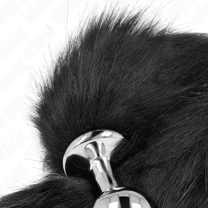 KINK - PLUG ANAL TALLA M 8 X 3.5 CM CON COLA SINTÉTICA 40 CM NEGRO - Imagen 3