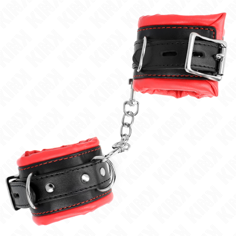 KINK - MUÑEQUERAS ESTILO HEAVY FORRO ROJO AJUSTABLE 20-30 CM X 6 CM - Imagen 3