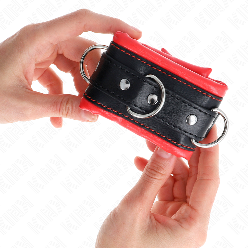 KINK - MUÑEQUERAS ESTILO HEAVY FORRO ROJO AJUSTABLE 20-30 CM X 6 CM - Imagen 4
