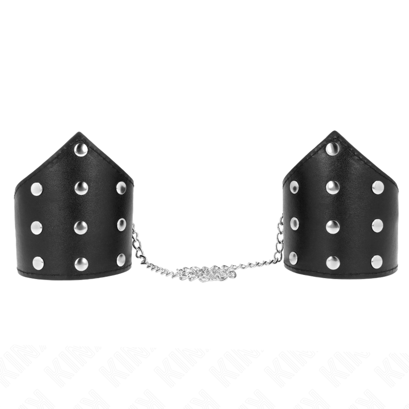 KINK - MUÑEQUERAS ESTILO PUNTIAGUDO NEGRO CON CADENA AJUSTABLE 17-23 CM X 8.5 CM - Imagen 2