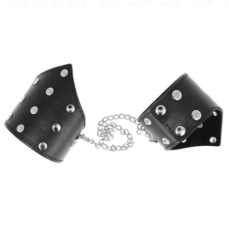 KINK - MUÑEQUERAS ESTILO PUNTIAGUDO NEGRO CON CADENA AJUSTABLE 17-23 CM X 8.5 CM - Imagen 3