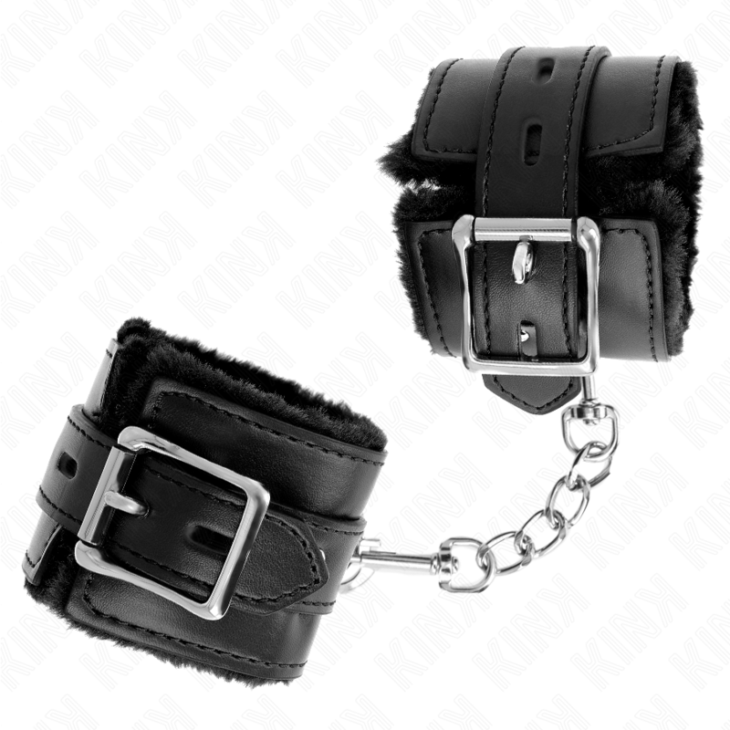 KINK - MUÑEQUERAS FORRADAS CON AGUJEROS CUADRADOS NEGRO Y CORREA NEGRO AJUSTABLE 17-29 CM X 6 CM - Imagen 3