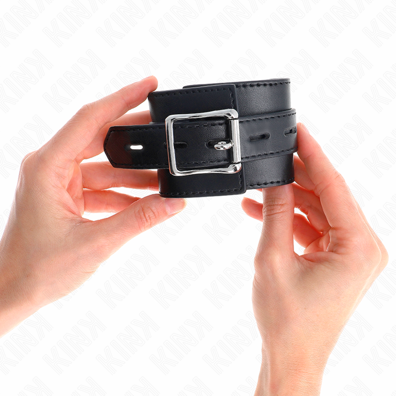 KINK - MUÑEQUERAS NEGRO CON CORREA NEGRO AJUSTABLE 17-28 CM X 6 CM - Imagen 4