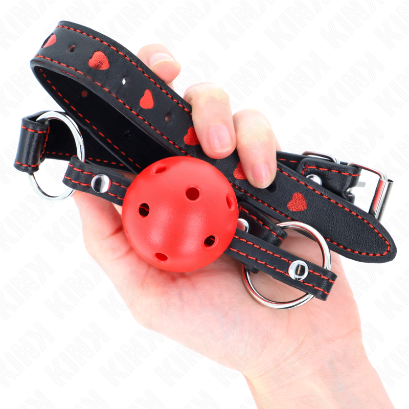 KINK - MORDAZA DE BOLA 4.5 CM ROJA DURA HUECA MODELO 2 65 x 2.5 CM - Imagen 3