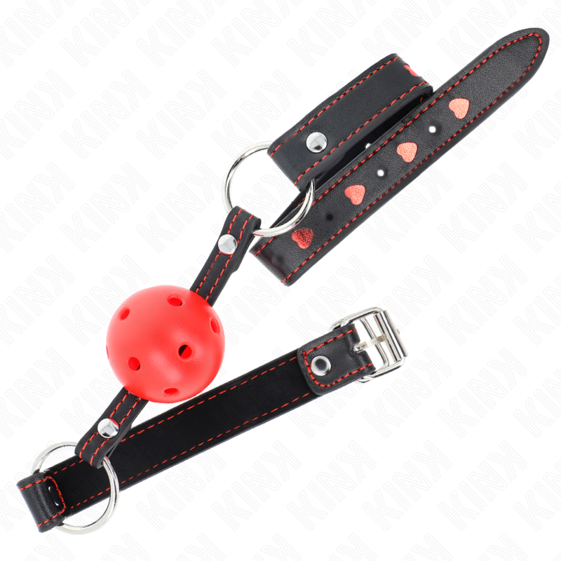 KINK - MORDAZA DE BOLA 4.5 CM ROJA DURA HUECA MODELO 2 65 x 2.5 CM - Imagen 4