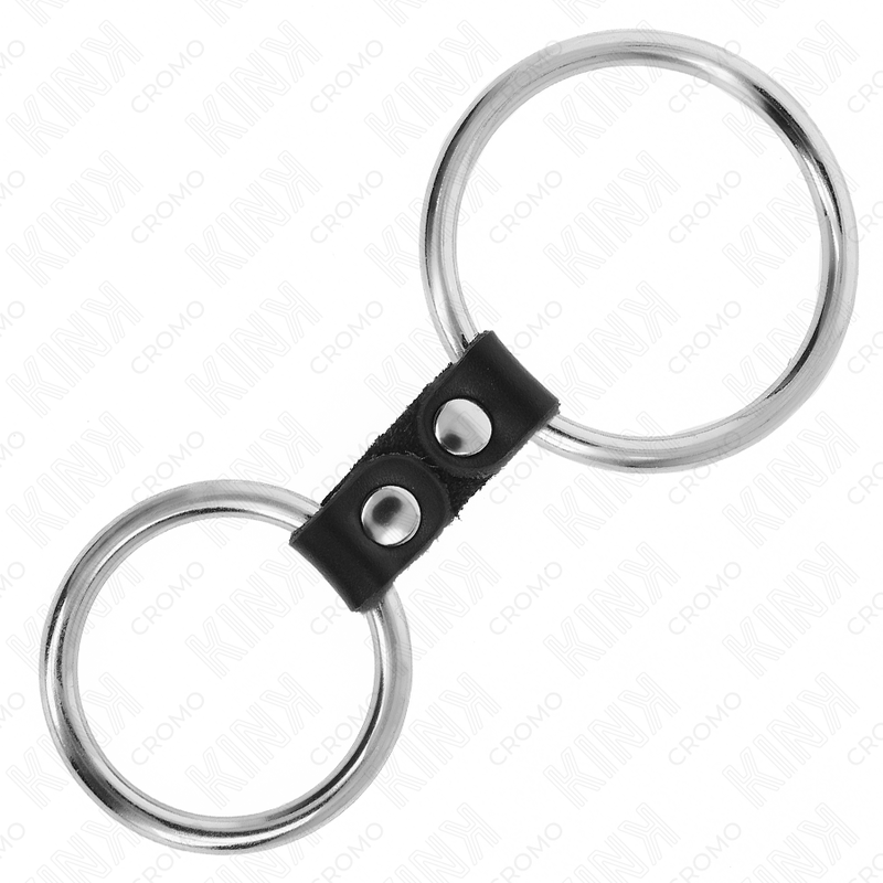 KINK - ANILLO PENE DOBLE METAL 3.7 CM A 5 CM CONECTADOS POR CORREA POLIPIEL MODELO 2 - Imagen 2