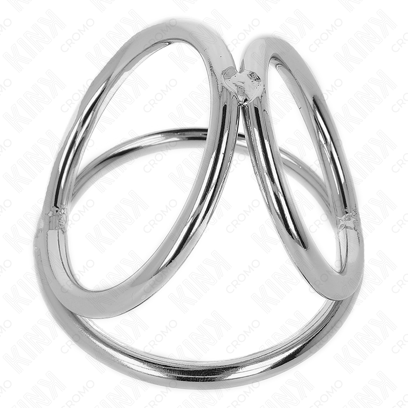 KINK - ANILLO PENE TRIPLE METAL CROMADO 3.8 CM A 5 CM MODELO 2 - Imagen 3