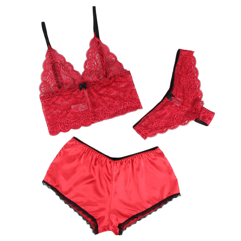 SUBBLIME - 953898 SET 3 PIEZAS ENCAJE Y SATEN ROJO S/M - Imagen 13