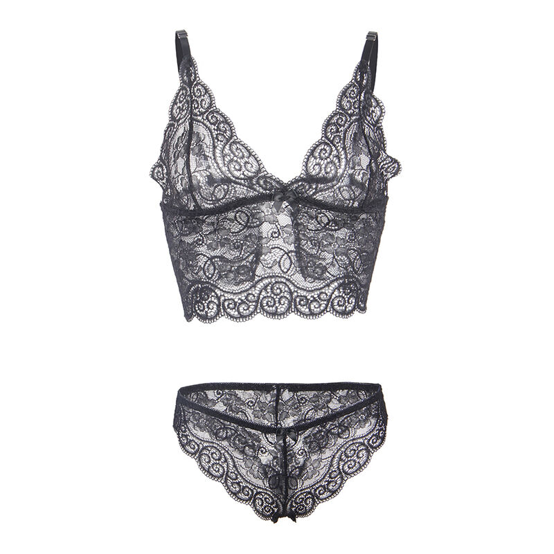 SUBBLIME - 953928 SET 3 PIEZAS ENCAJE Y SATEN NEGRO L/XL - Imagen 3