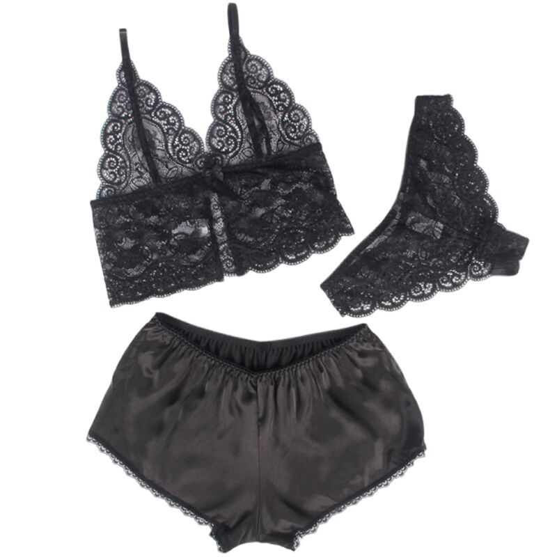 SUBBLIME - 953928 SET 3 PIEZAS ENCAJE Y SATEN NEGRO L/XL - Imagen 4