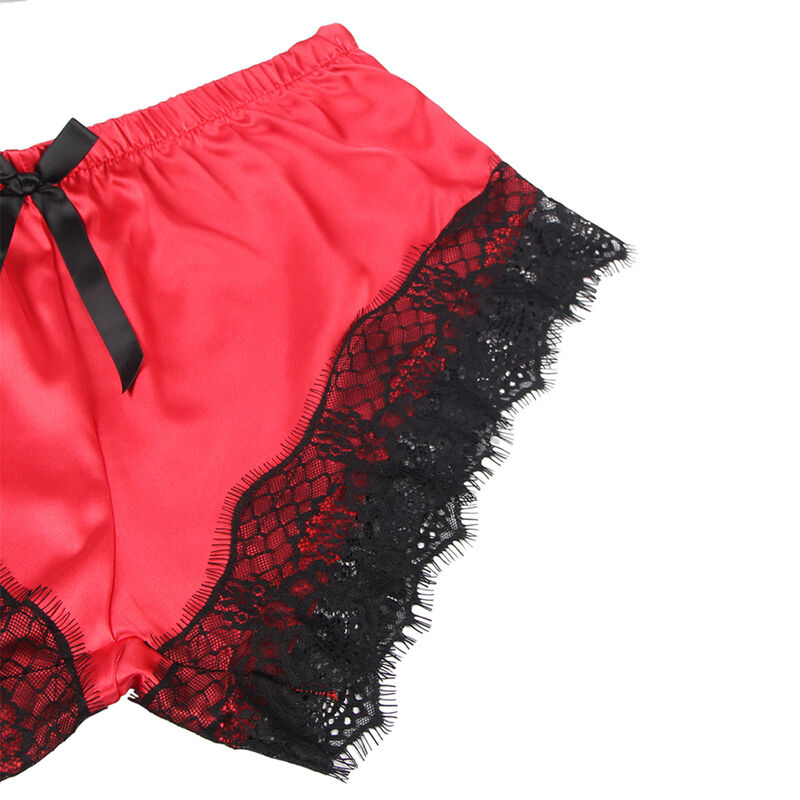 SUBBLIME - 953959 PIJAMA SEXY SATEN Y ENCAJE NEGRO/ROJO S/M - Imagen 4