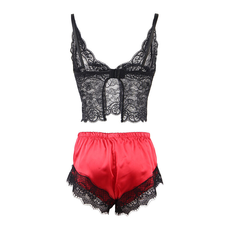 SUBBLIME - 953959 PIJAMA SEXY SATEN Y ENCAJE NEGRO/ROJO S/M - Imagen 5