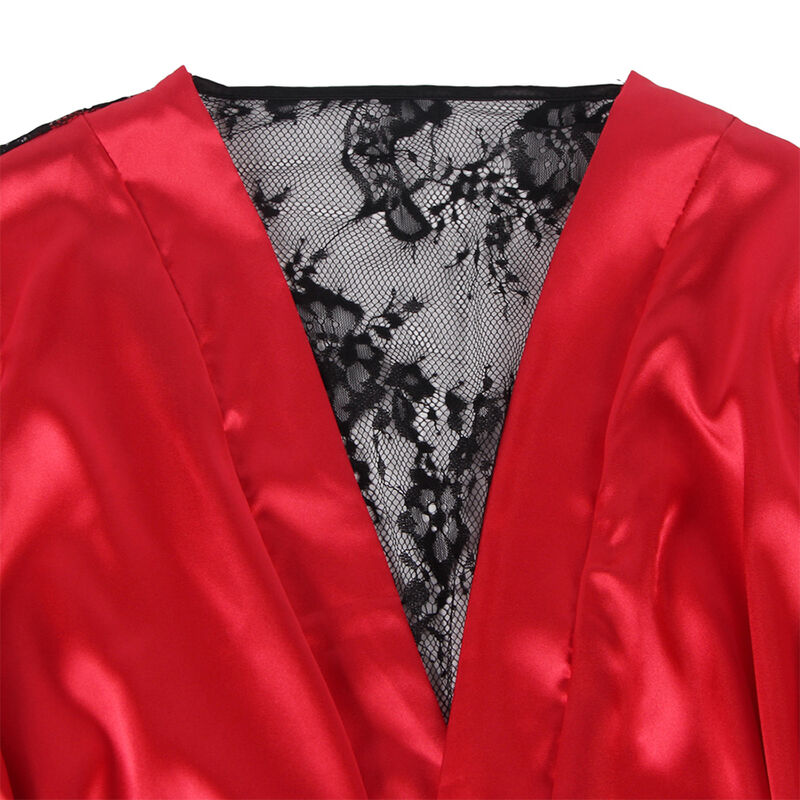 SUBBLIME - 954017 CAMISON DE ENCAJE ESPALDA TRANSPARENTE + TANGA ROJO/NEGRO S/M - Imagen 10