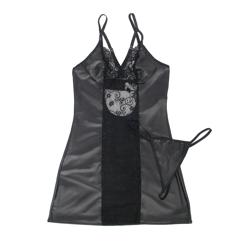 SUBBLIME - 954178 VESTIDO + TANGA CUERO NEGRO L/XL - Imagen 7