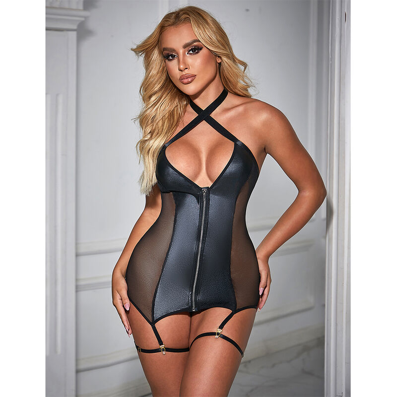 SUBBLIME - 954451 VESTIDO SEXY DE REJILLA CUERO NEGRO L/XL - Imagen 2