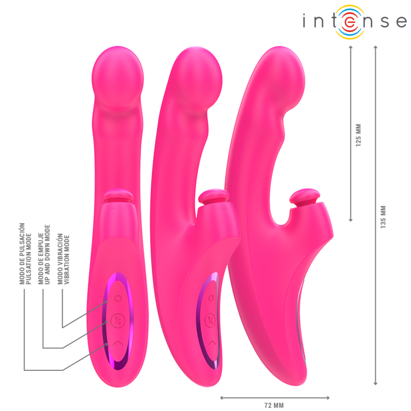 INTENSE - EMI VIBRADOR 13,5 CM MULTIFUNCIÓN 3 EN 1 10 VIBRACIONES ROSA - Imagen 6