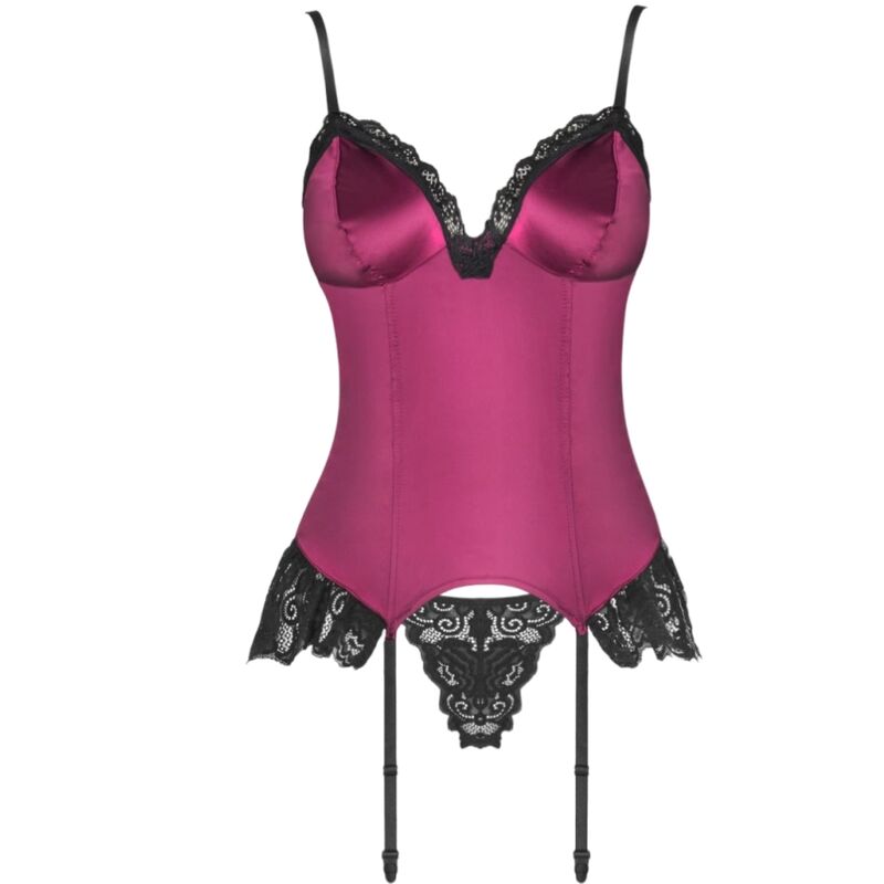 LIVCO CORSETTI FASHION - AGRAFENA CF 90436 CORSET + TANGA BURDEOS S/M - Imagen 2