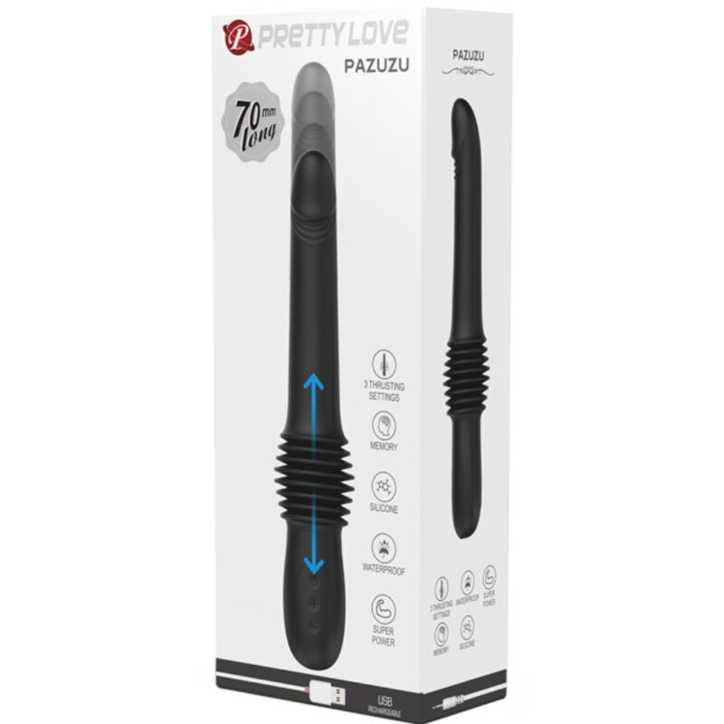 PRETTY LOVE - PAZUZU VIBRADOR 3 MODOS DE EMPUJE NEGRO - Imagen 5