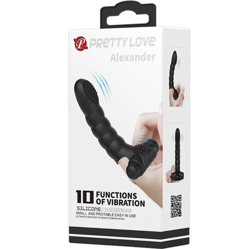 PRETTY LOVE - ALEXANDER VIBRADOR DE DEDO 10 VIBRACIONES NEGRO - Imagen 3