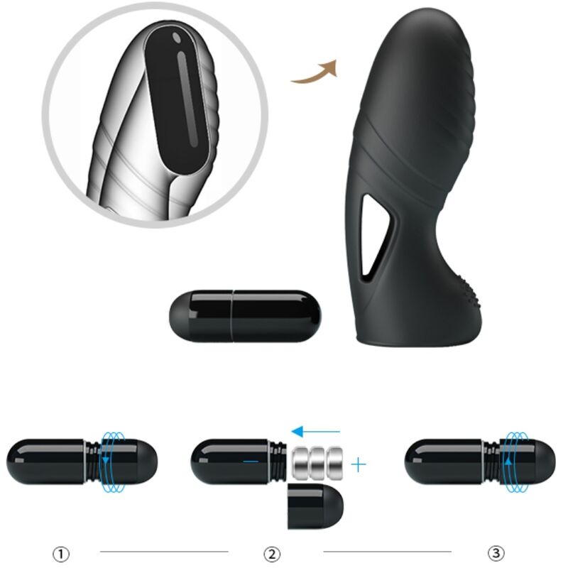 PRETTY LOVE - ALAN VIBRADOR DE DEDO SILICONA NEGRO - Imagen 8
