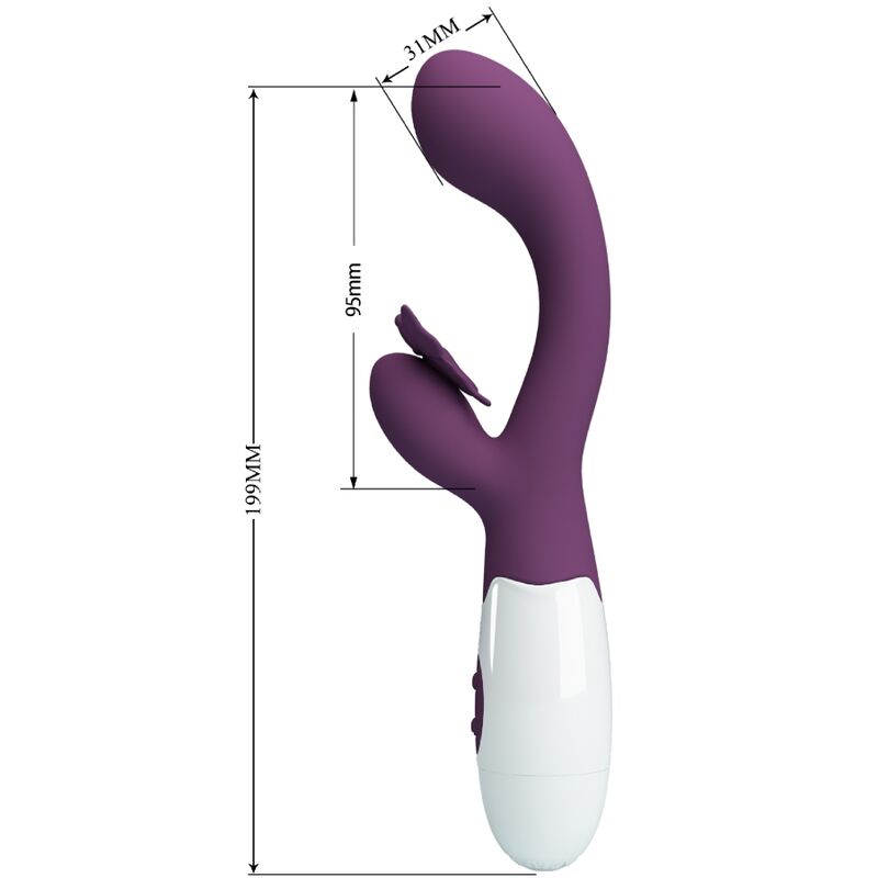 PRETTY LOVE - BUTTERFLY KISS VIBRADOR RABBIT & ESTIMULADOR PUNTO G MORADO - Imagen 2