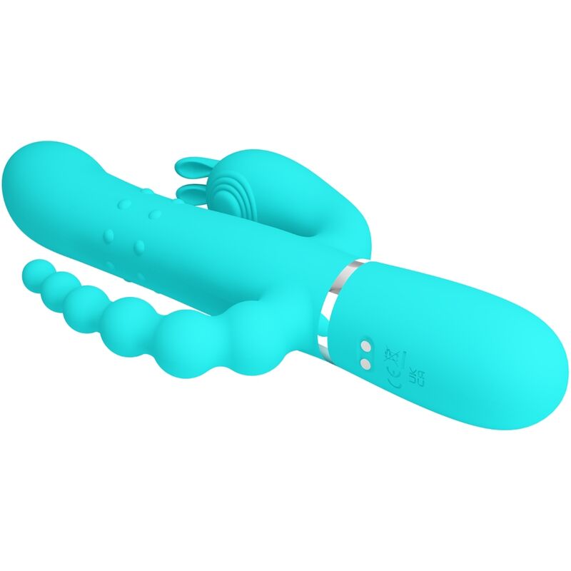 PRETTY LOVE - CAMMY TRIPLE VIBRADOR RABBIT MULTIFUNCIÓN 4 EN 1 AZUL - Imagen 2