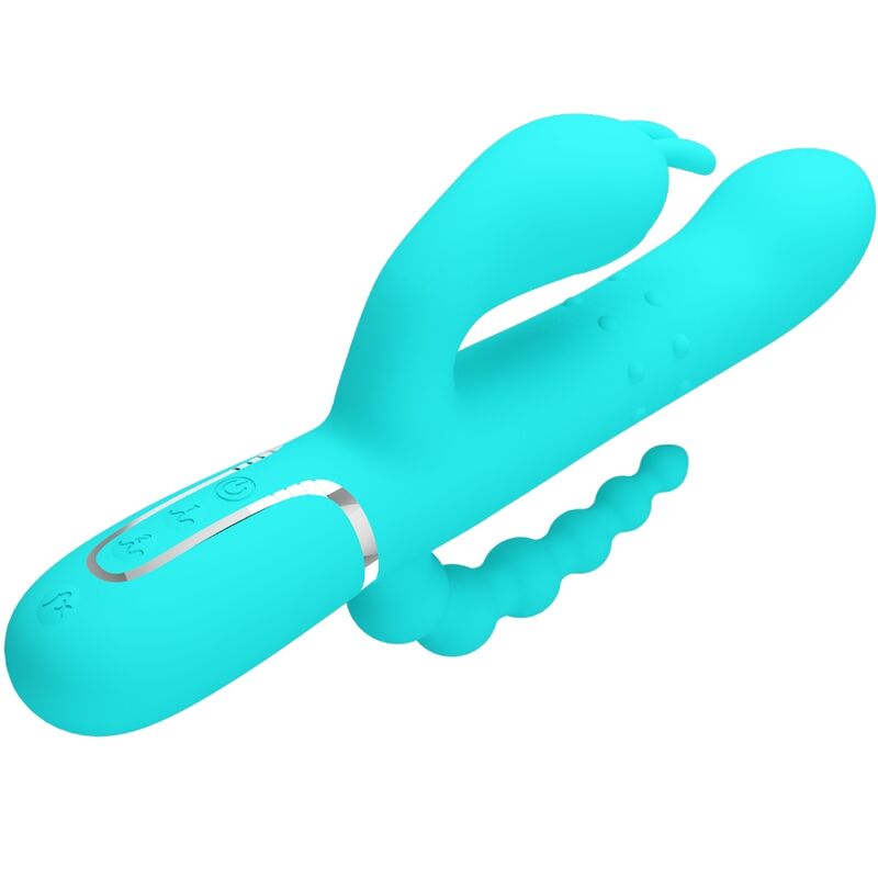 PRETTY LOVE - CAMMY TRIPLE VIBRADOR RABBIT MULTIFUNCIÓN 4 EN 1 AZUL - Imagen 5