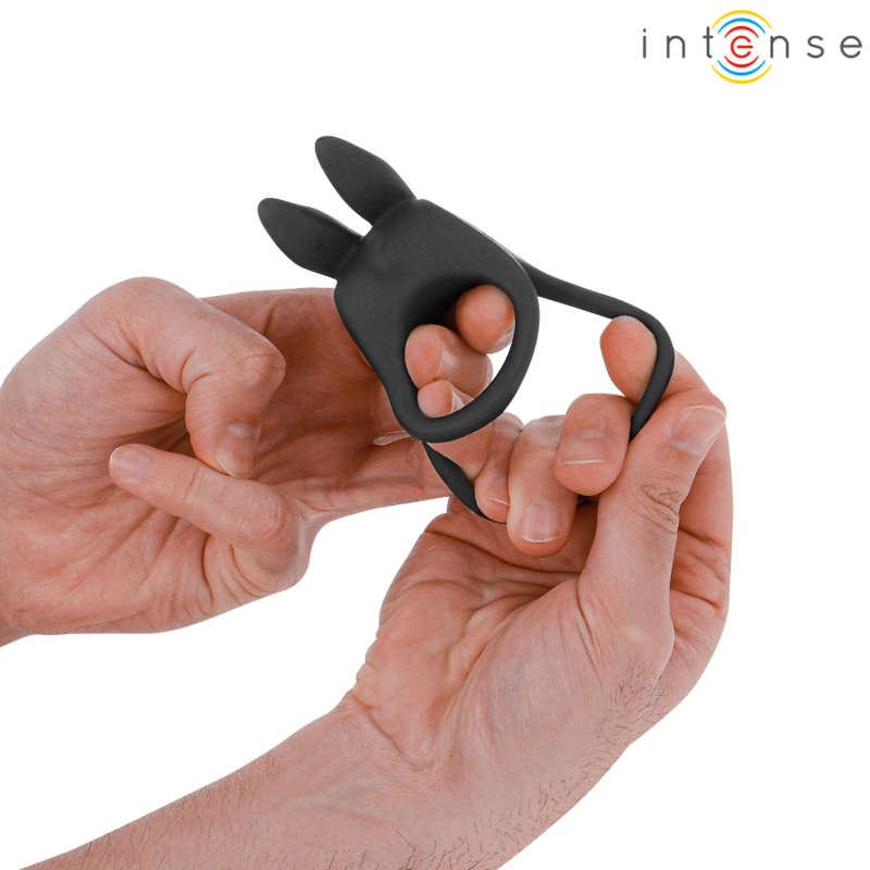 INTENSE - SAM ANILLO DOBLE VIBRADOR PENE 10 VIBRACIONES NEGRO - Imagen 5