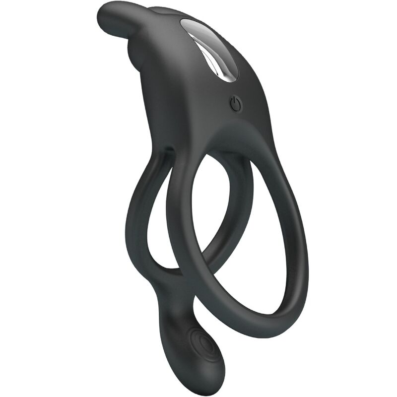 PRETTY LOVE - SETH DOBLE ANILLO VIBRADOR RABBIT 7 VIBRACIONES NEGRO - Imagen 2