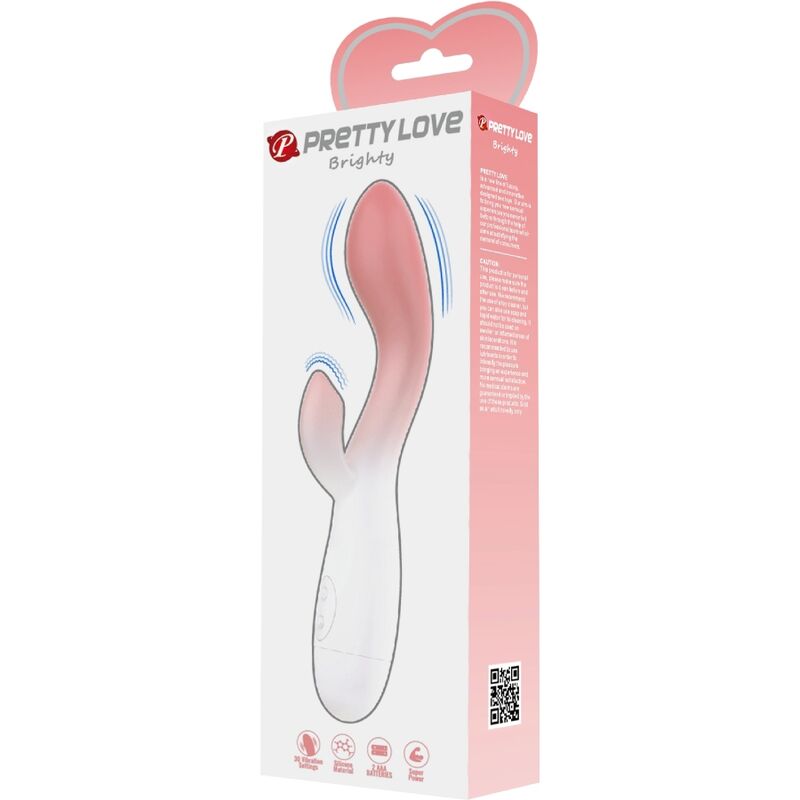 PRETTY LOVE - BRIGHTY VIBRADOR PUNTO G + ESTIMULADOR CLÍTORIS 30 VIBRACIONES ROSA - Imagen 2