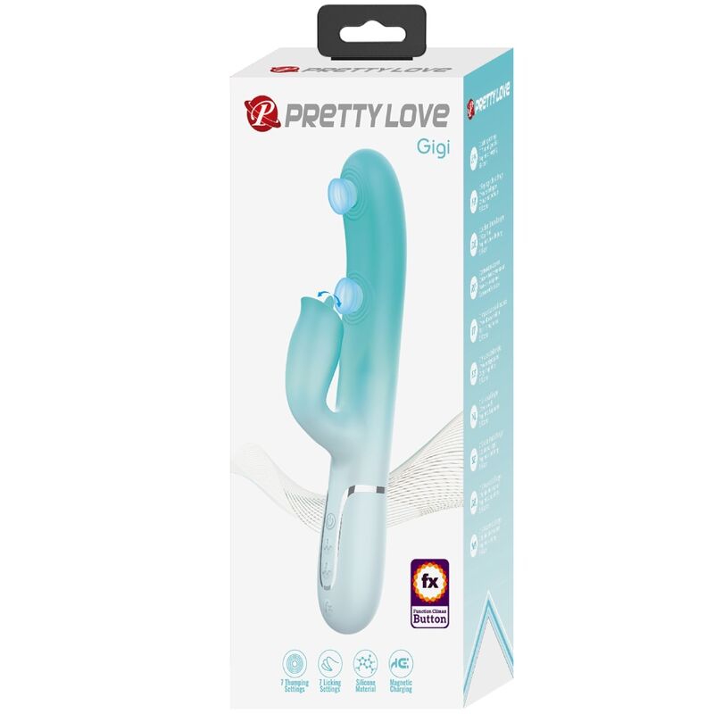 PRETTY LOVE - GIGI VIBRADOR RABBIT MULTIFUNCIÓN VERDE AGUA - Imagen 8