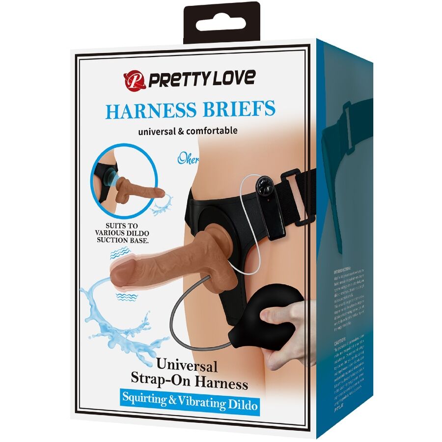 PRETTY LOVE - HARNESS BRIEFS UNIVERSAL CON DILDO VIBRACIÓN Y SQUIRTING 15.5 CM MULATO - Imagen 8