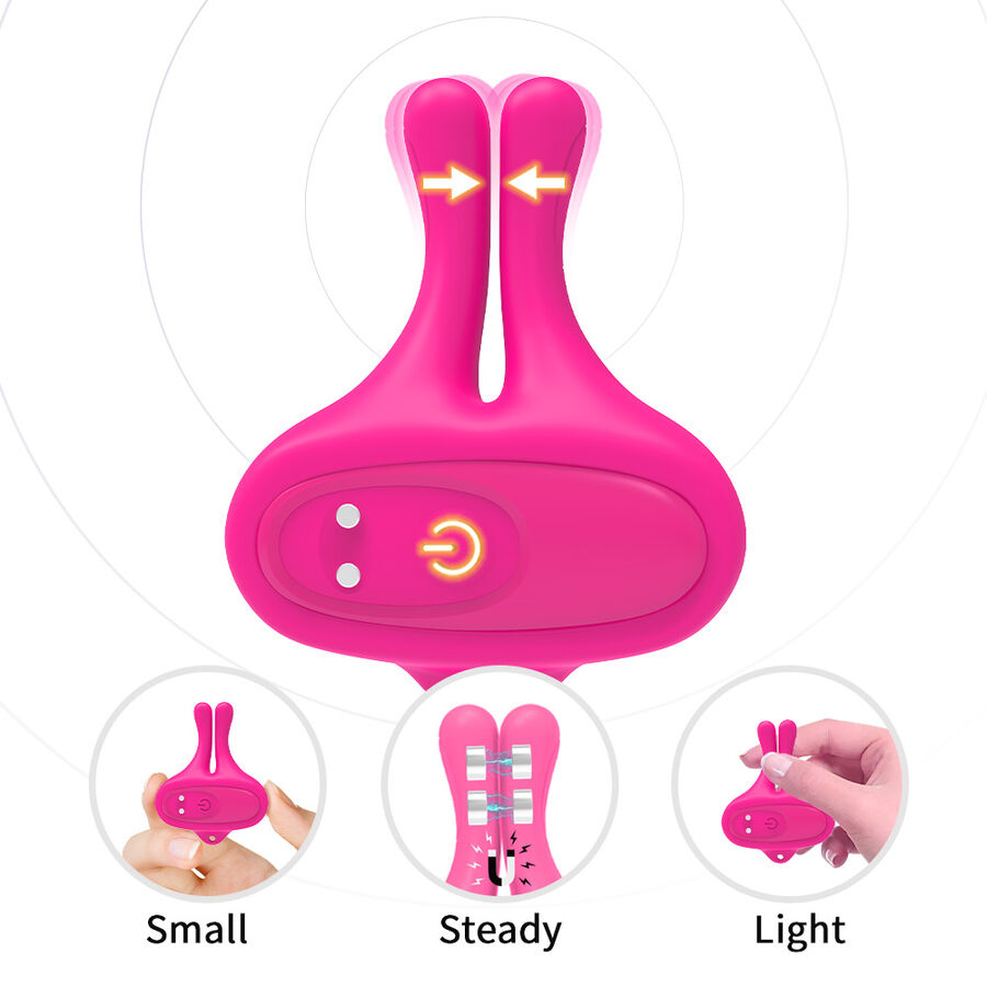 ARMONY - PINZAS PARA PEZONES MAGNÉTICA CON VIBRACIÓN FORMA CONEJO ROSA - Imagen 3