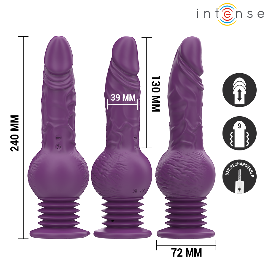 INTENSE - TATUM VIBRADOR MULTIFUNCIÓN CON VIBRACIÓN UP AND DOWN 24 CM MORADO - Imagen 2