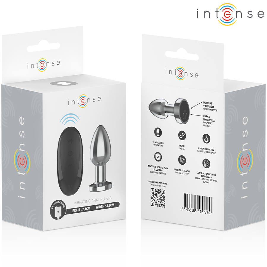 INTENSE - PLUG ANAL 10 VIBRACIONES METAL CON CONTROL REMOTO S - Imagen 7