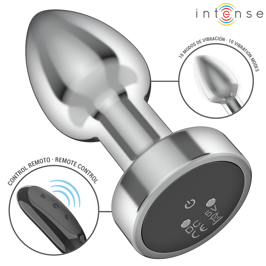 INTENSE - PLUG ANAL 10 VIBRACIONES METAL CON CONTROL REMOTO S - Imagen 2