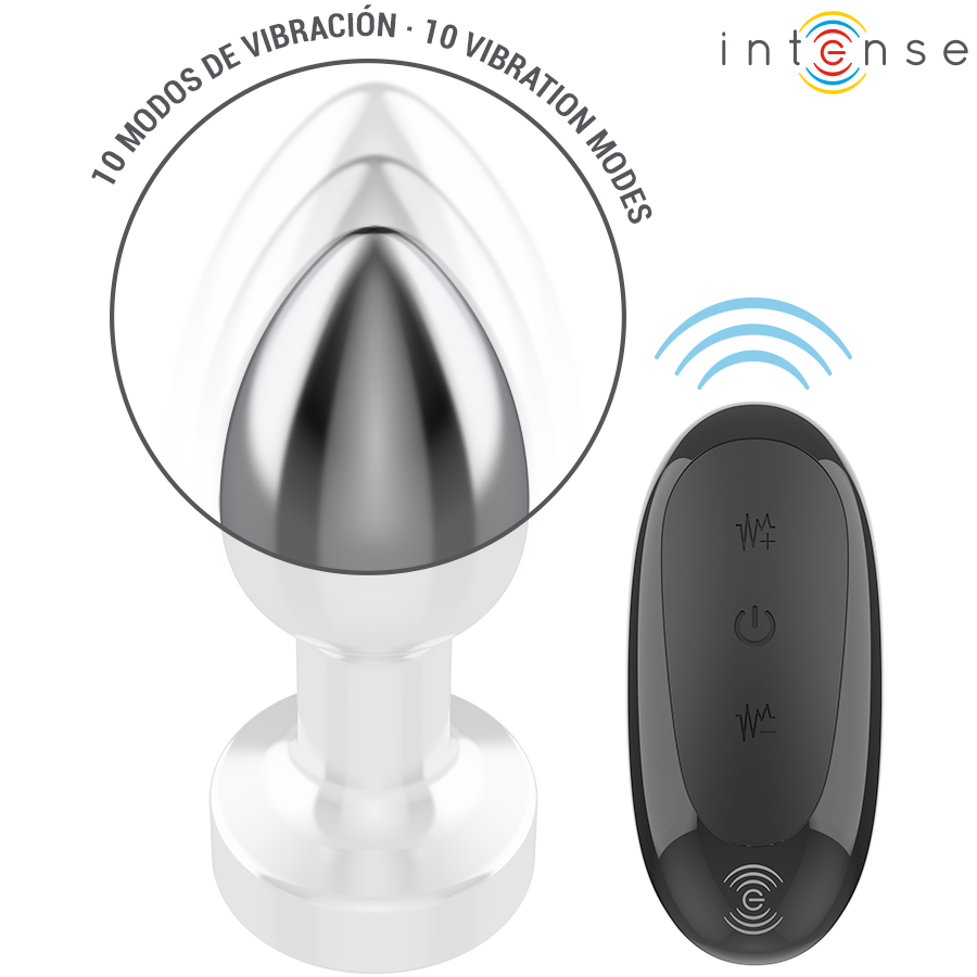 INTENSE - PLUG ANAL 10 VIBRACIONES METAL CON CONTROL REMOTO S - Imagen 3