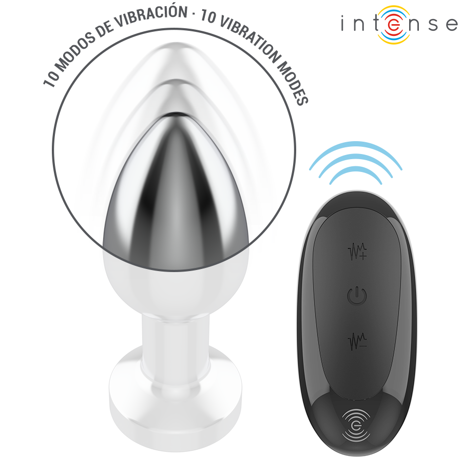 INTENSE - PLUG ANAL 10 VIBRACIONES METAL CON CONTROL REMOTO M - Imagen 3