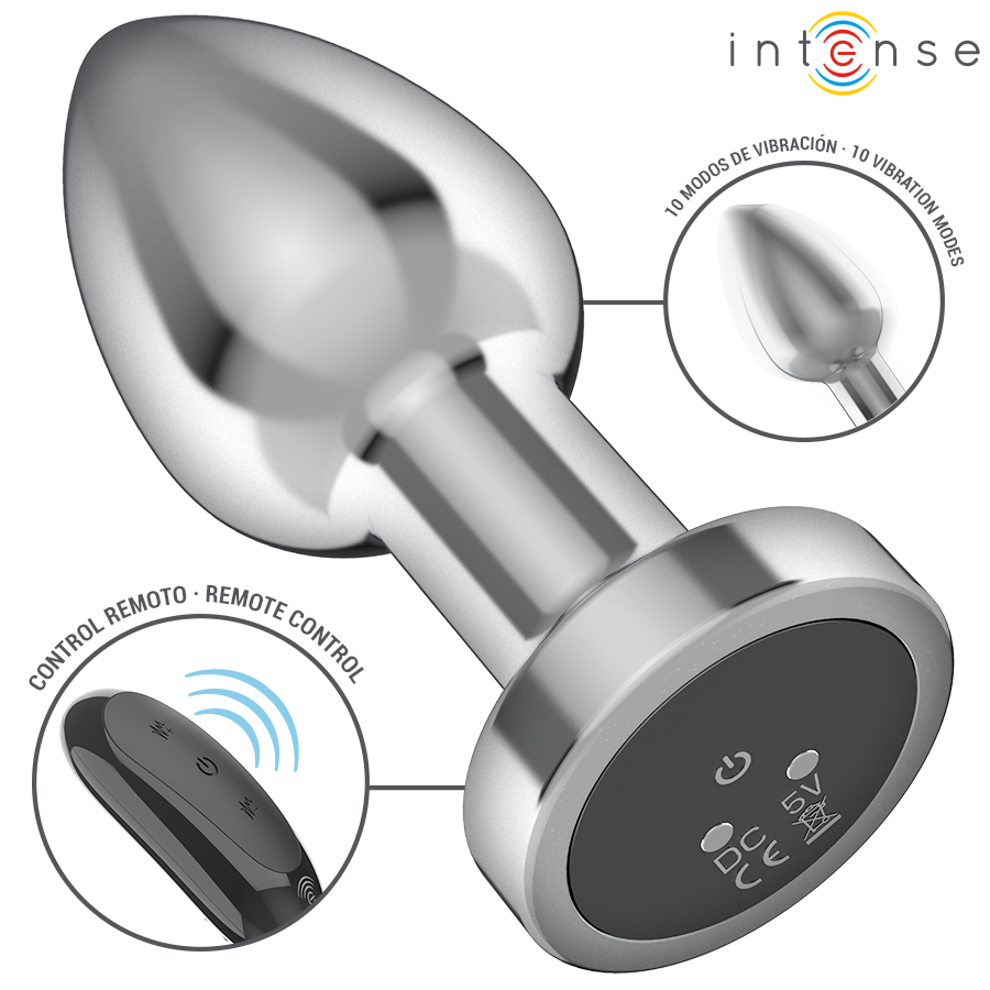 INTENSE - PLUG ANAL 10 VIBRACIONES METAL CON CONTROL REMOTO M - Imagen 2