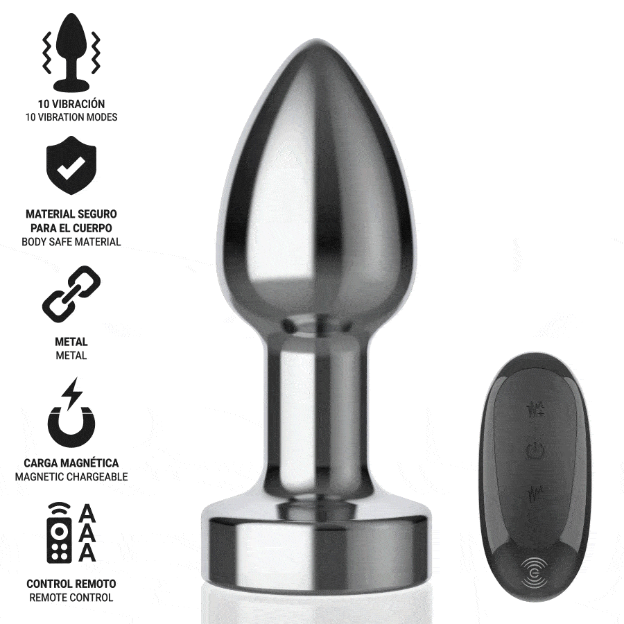 INTENSE - PLUG ANAL 10 VIBRACIONES METAL CON CONTROL REMOTO S - Imagen 8