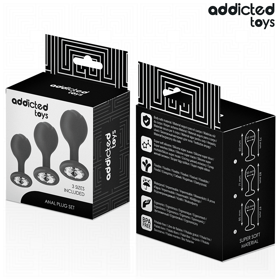 ADDICTED TOYS - SET DE 3 PLUG SILICONA ANAL CON JOYA - Imagen 5